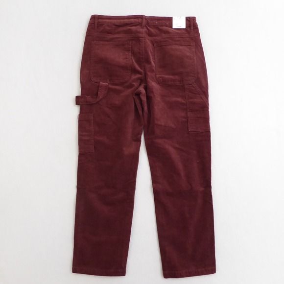 VIGOSS Frankie Straight Corduroy Carpenter Pants Burgundy Red Women's Size 32 - Picture 3 of 11